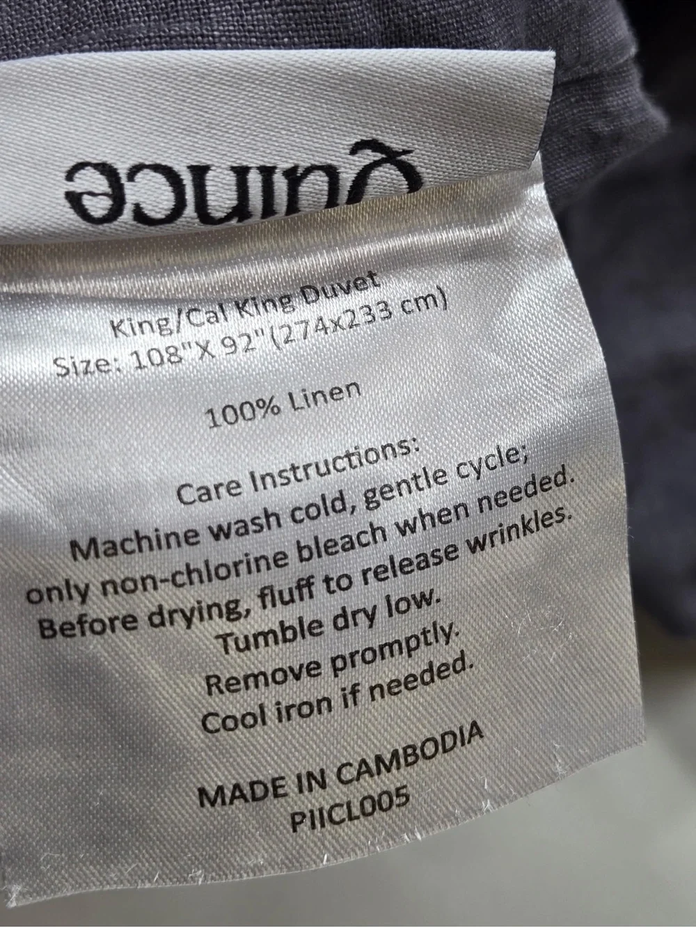 QUINCE European Linen Duvet Cover Set King/Cal King Charcoal 0558